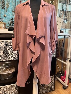 NWT Draped Open-Front Cardigan - Dusty Rose